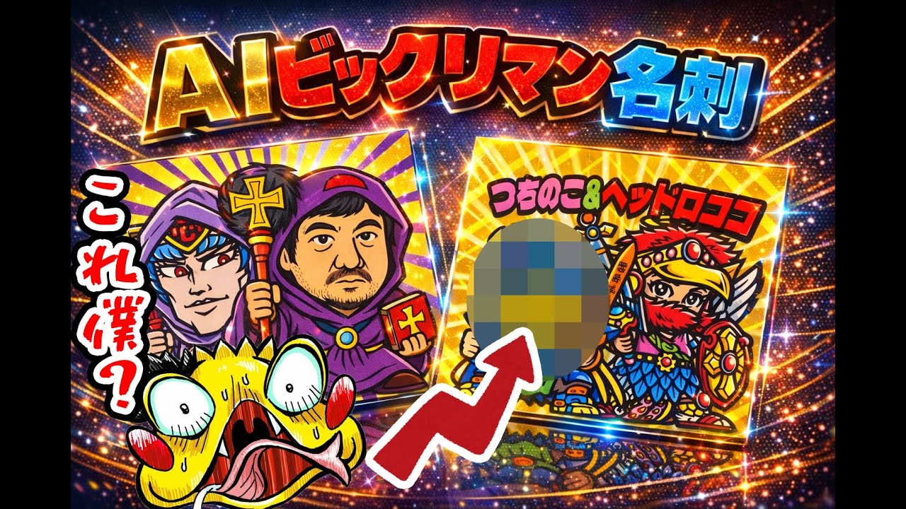 【AIビックリマン名刺を2パターン作ってみたぞ！】自分の顔＆つちのこイラストでどんな名刺が出来るのか…？