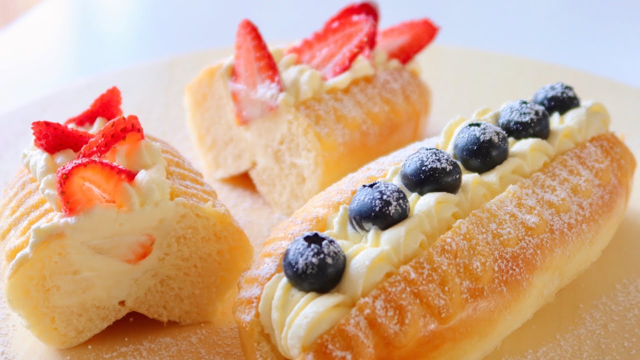 Caterpillar Bread Roll| Fruit & Cream 毛毛虫面包，水果淡奶油面包，一次解锁两款