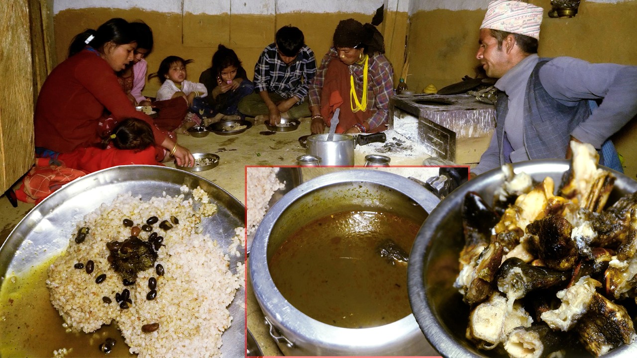village mutton || dharme brother family cooking || enjoying local mutton with rice@junglefamily