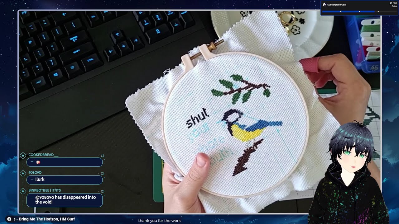 Craft Stream #3 || Finishing Up the Bird Cross Stitch