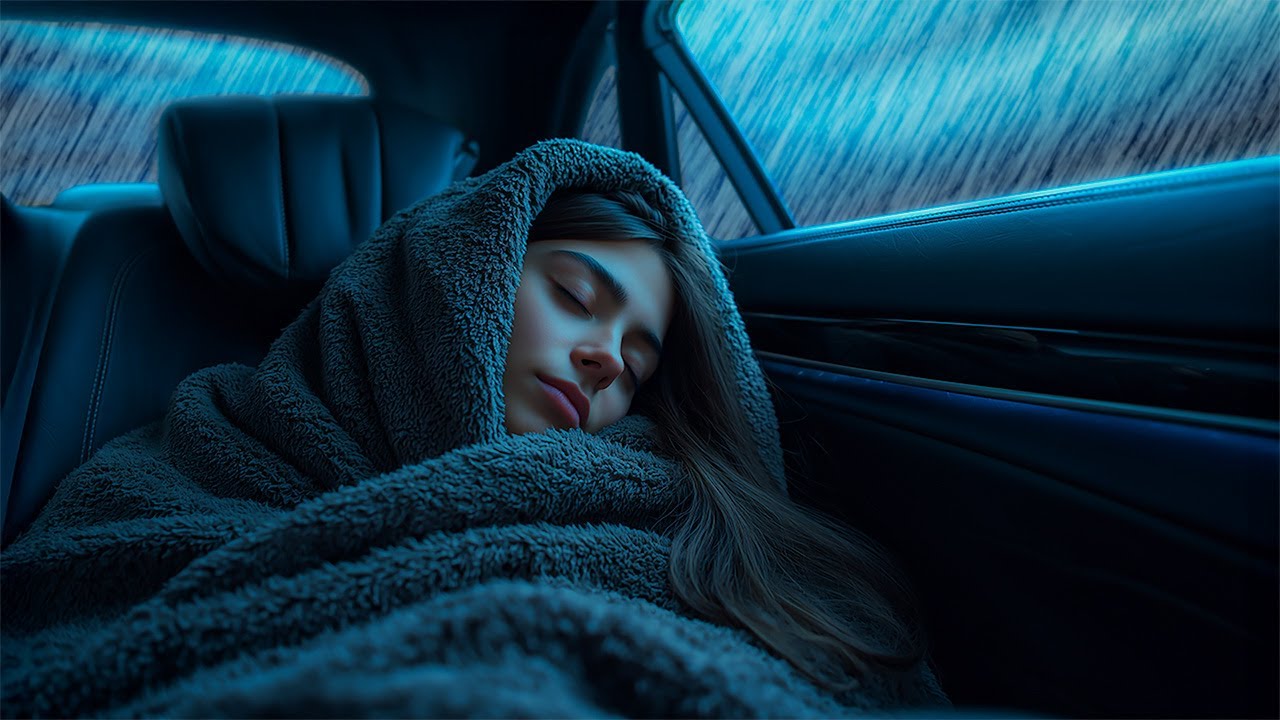 Heavy Rainstorm Car Roof Ambience | Deep Sleep, Relaxation and Powerful Rainfall Night Calm
