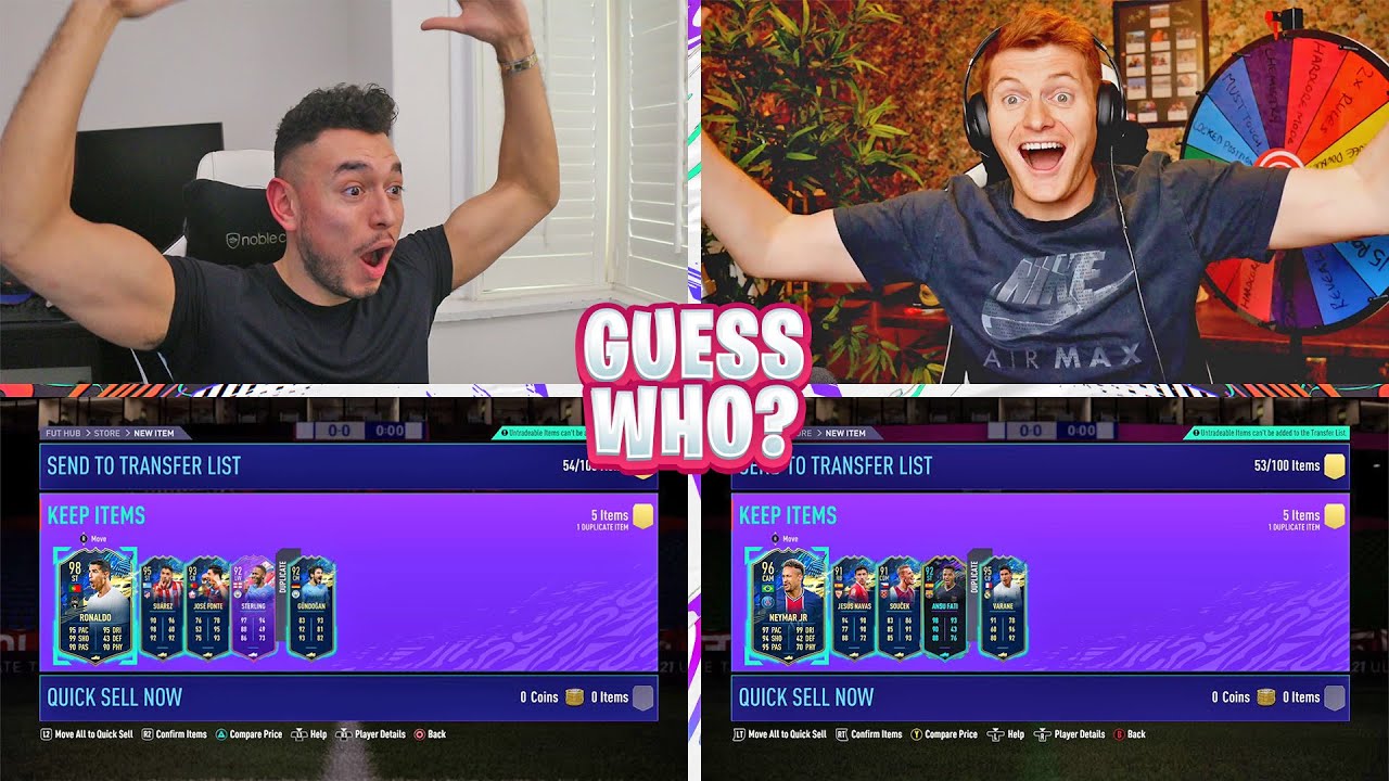 THIS IS RIDICULOUS!!! Crazy 90x5 Pack Guess Who FIFA vs @CapgunTom!!!