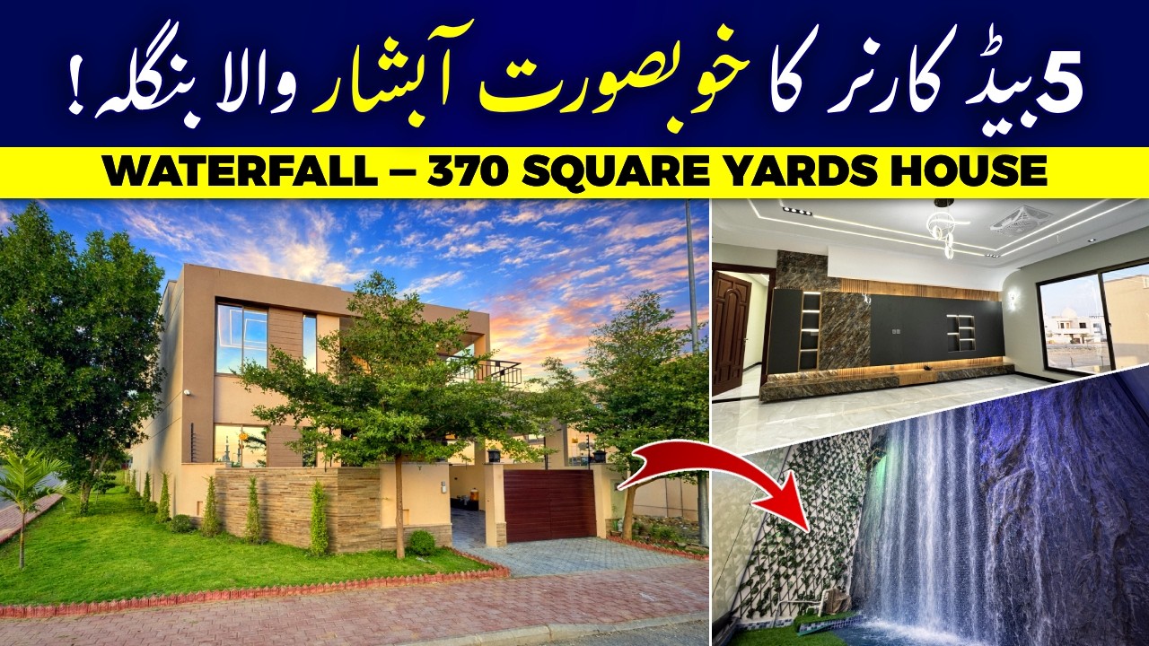 Bahria Town Karachi House For Sale | WaterFall & Corner | 370 Square Yards