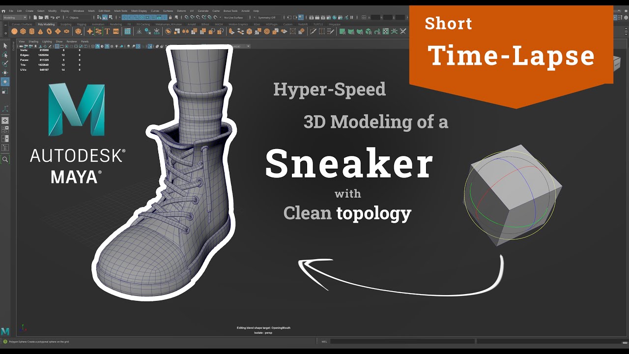 Maya Hyper-Speed 3D Modeling Timelapse: Sneaker/Shoe