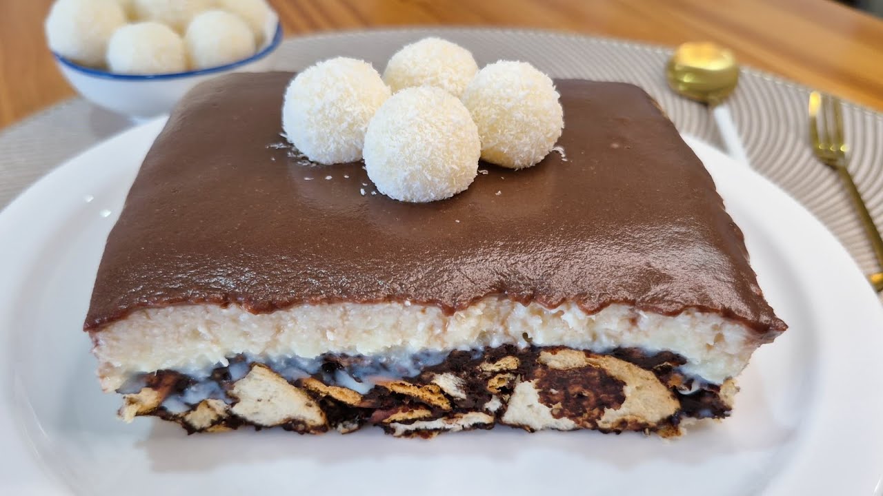 كيك الباونتي البارد بدون فرن وثلاث طبقات بتشهي😋😍😋