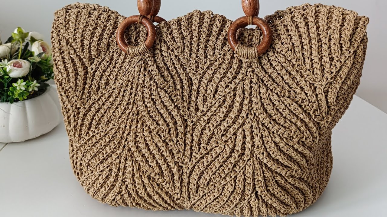 💥Kağıt ip ile örülmüş brioche modeli çanta 💥