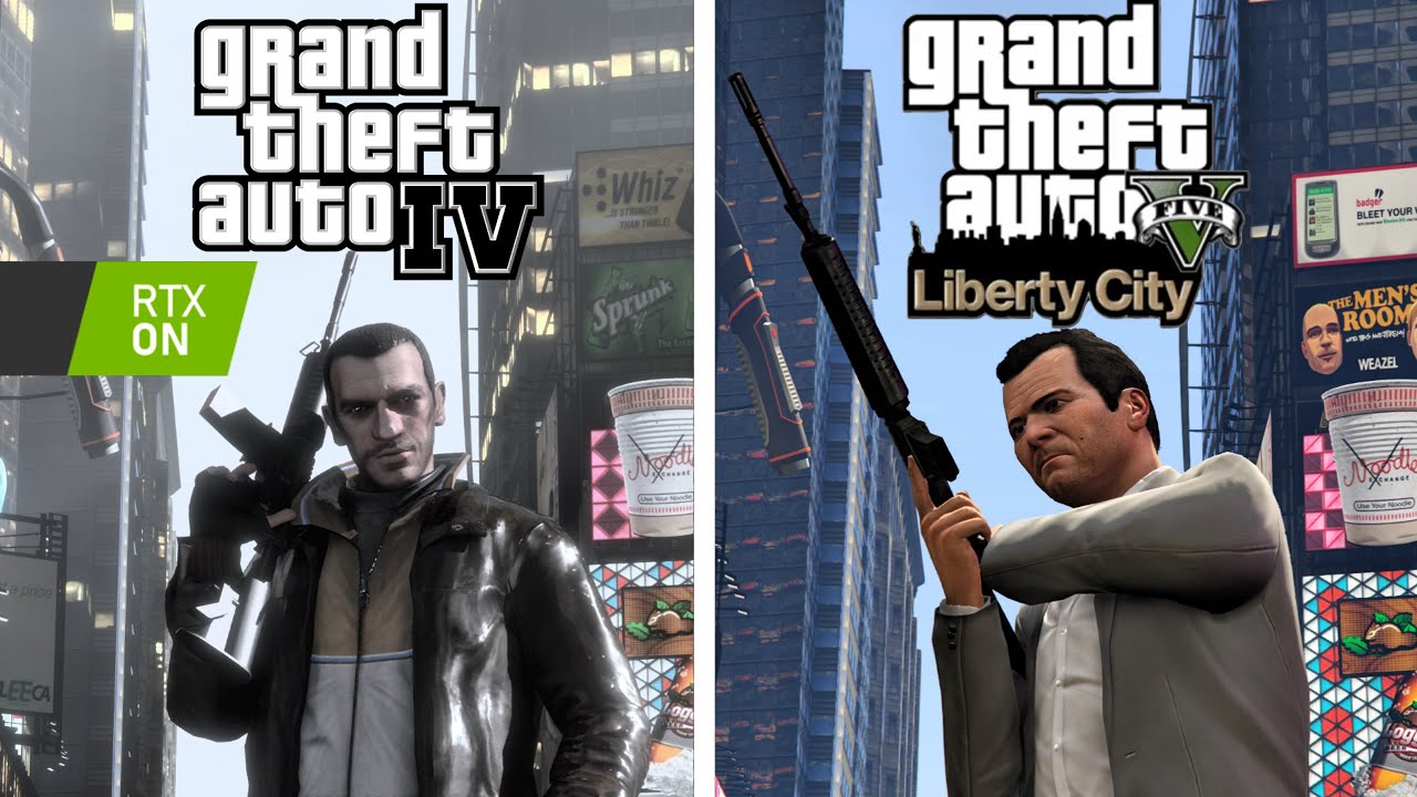 GTA IV RTX Remix vs GTA V Liberty City Mod l 4K Graphics Comparison