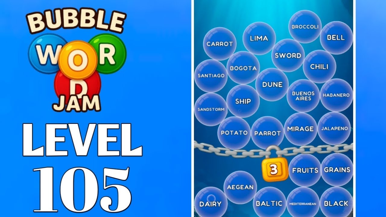 Bubble Word Jam Level 105 Full Walkthrough Solution