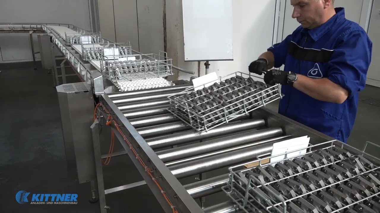 Pass-through washing machine for metal parts