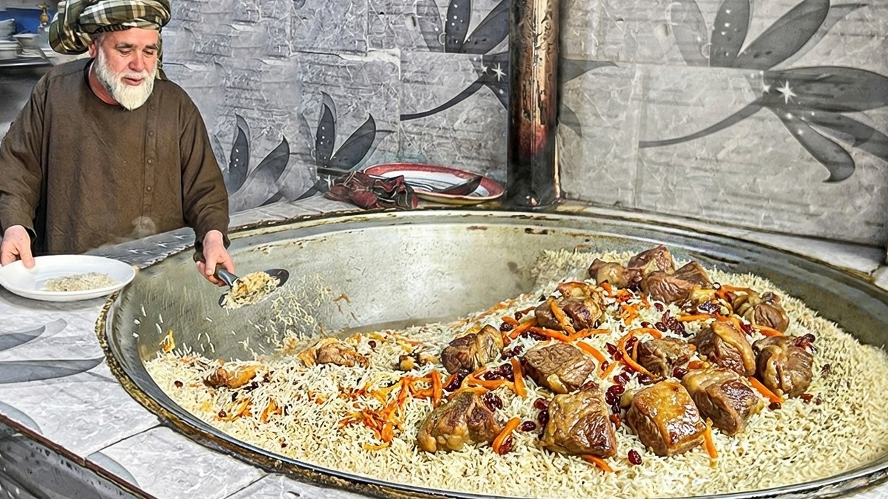 Famous Afghan Street Food 🇦🇫 | SABER Pulao Cooking 175KG Kabuli Pulao
