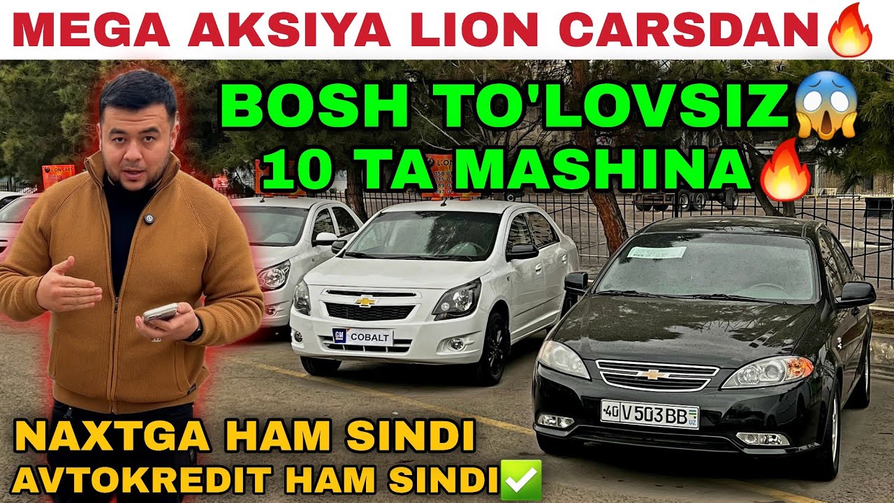 MEGA AKSIYA😱 BOSH TO'LOVSIZ RASPRODAJA🔥 LION CARS AVTOKREDIT NARXLARI 2026 