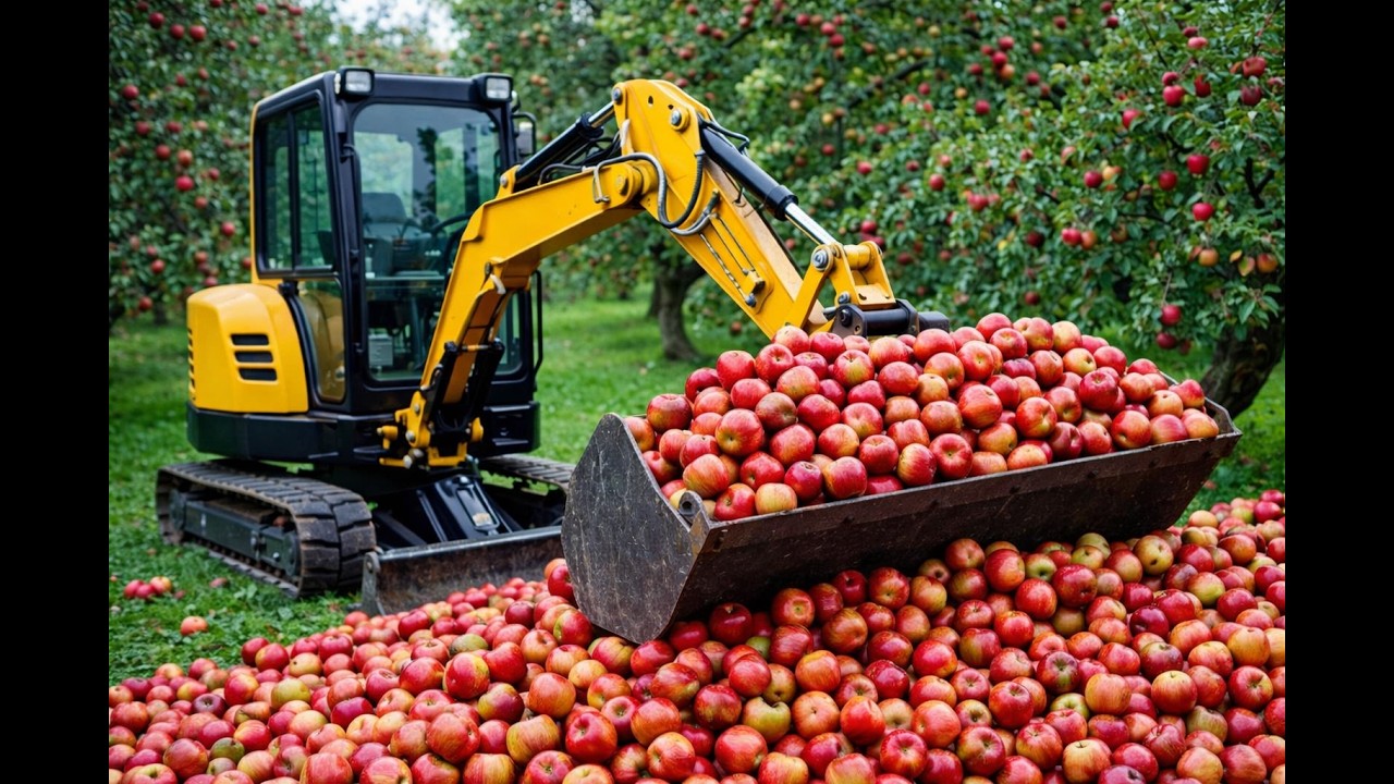 Monkey Excavator to Harvest APPLES,#video #funny #monkey
