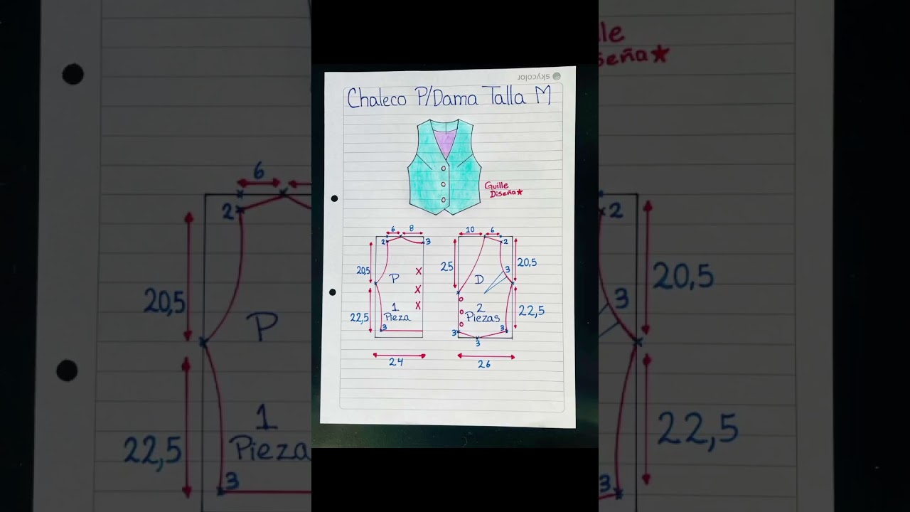 patr&oacute;n de chaleco para dama talla M #guilledise&ntilde;a  #tutorial #sewing #costura #confeccion