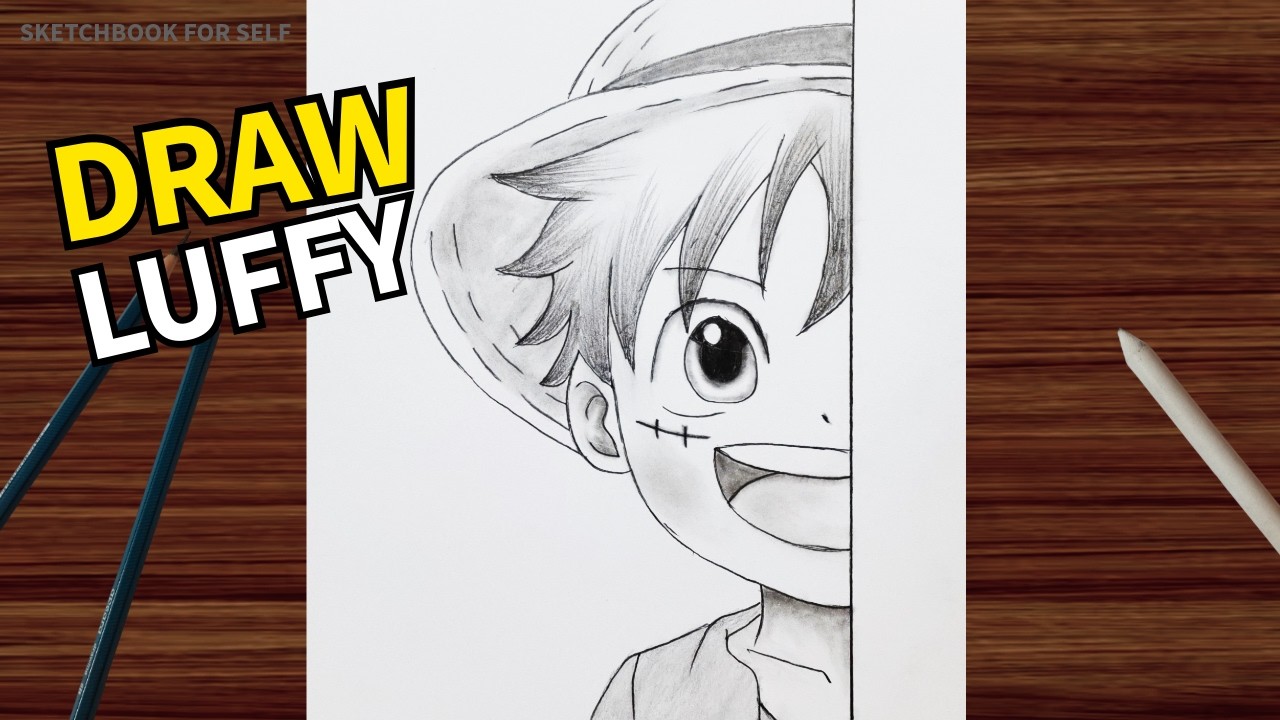 How to Draw Luffy Half Face | One Piece Luffy Easy Step-by-Step Anime Drawing Tutorial