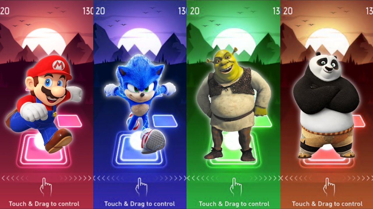 Tiles Hop Master | Super Mario,Sonic,Shrek,Kun fu Panda