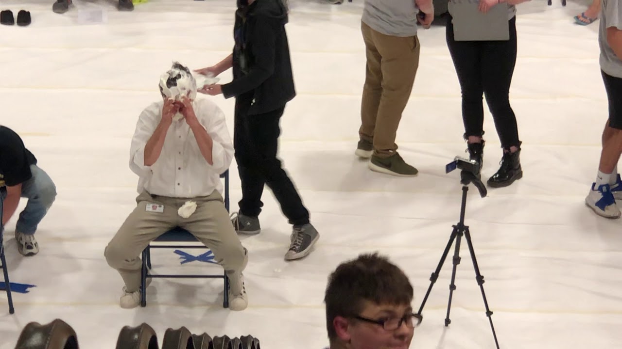 Pie a teacher at my school it was funny and amazing