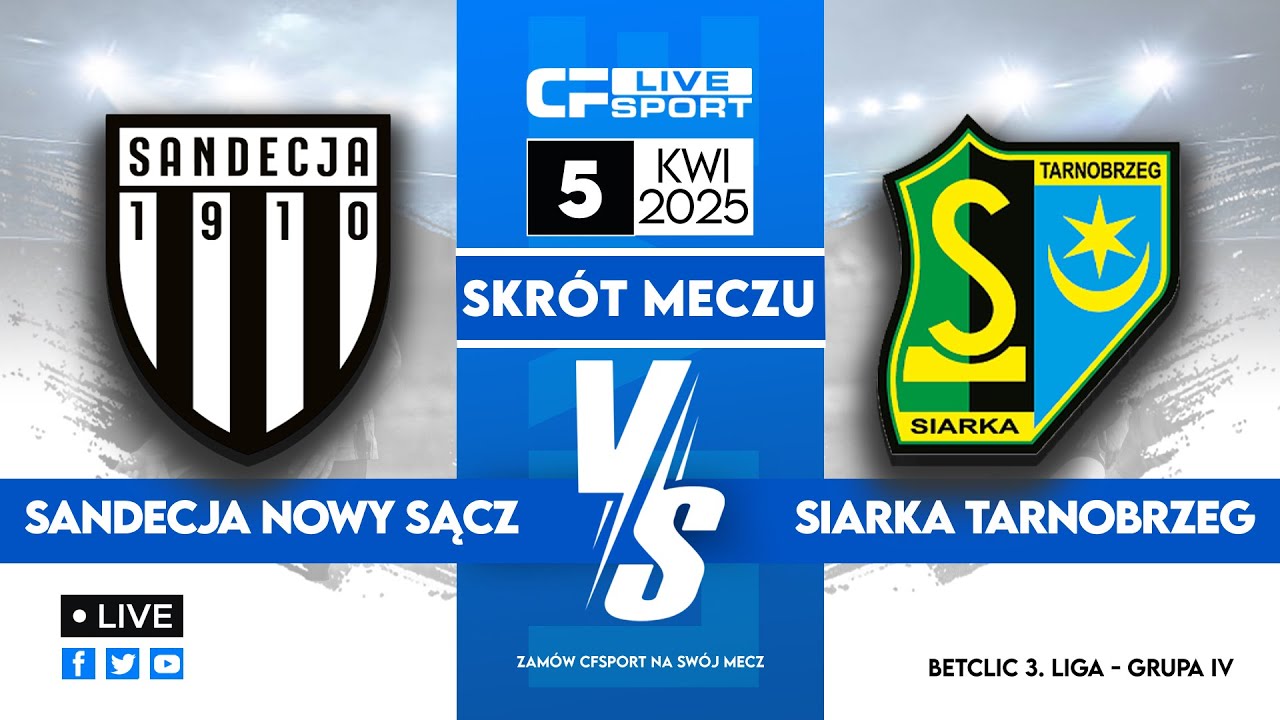 Skrót 🎬 | Sandecja Nowy Sącz - Siarka Tarnobrzeg | 05.04.2025 | Betclic 3. liga 🏆