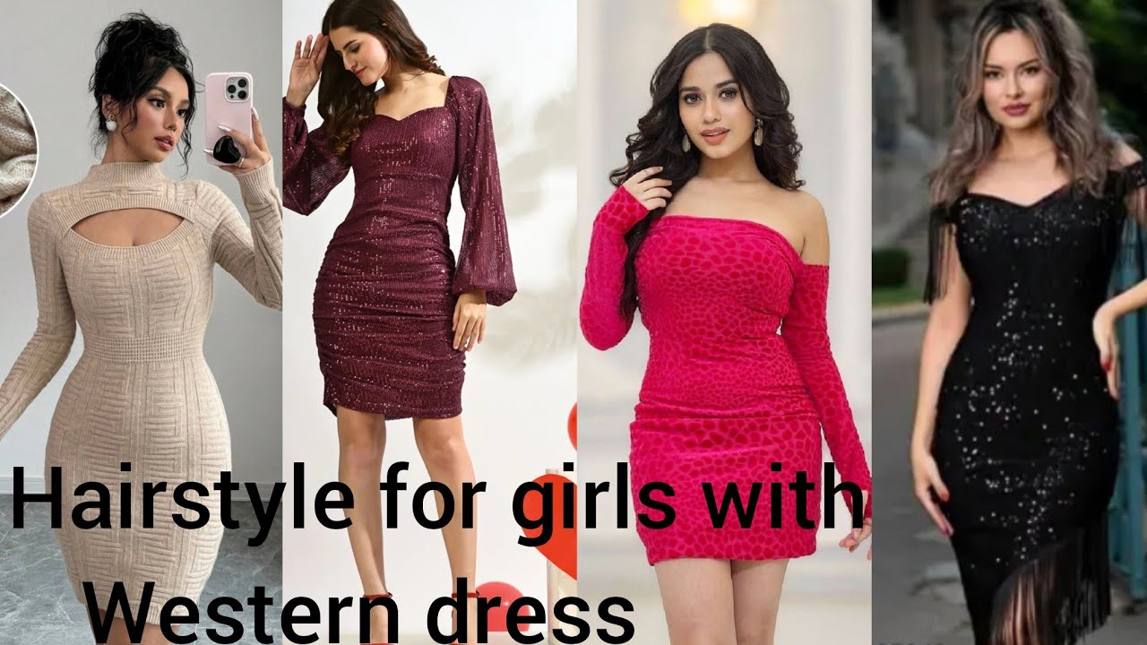 hairstyle for girls with western dress 💕 bodycone dress designs #fashionvlog #westerndresses #fyp