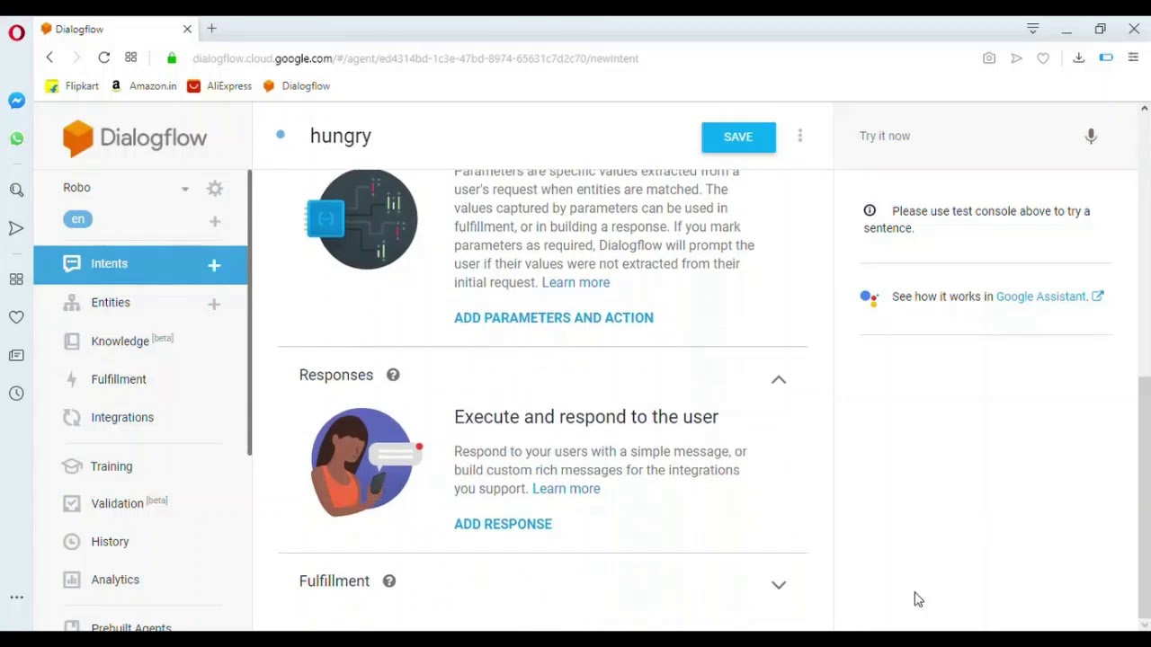 Making a chatbot using dialogflow