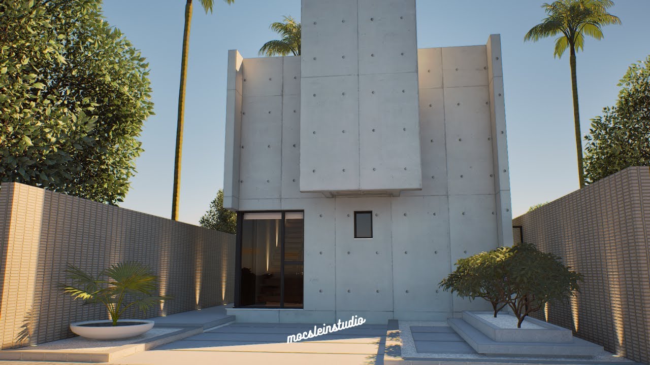Brutalist Concrete House - 6x7 Small House Design - House 54