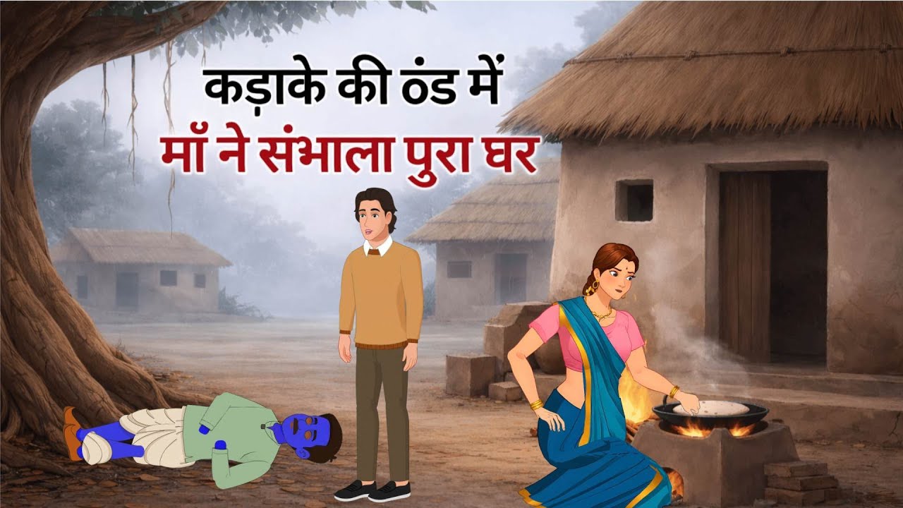 कड़ाके की ठंड में माँ ने संभाला पूरा घर |  CARTOON STORY | HINDI STORIES | HINDI CARTOON | STORY