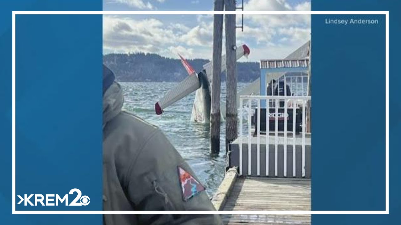 Float plane submerged at Coeur d'Alene Lake Dock