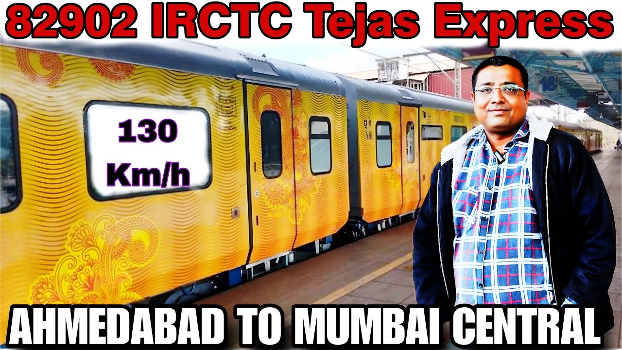82902 IRCTC Tejas Express Full Journey 😍 Ahmedabad to Mumbai | Food Review + 130 Km/h Speed