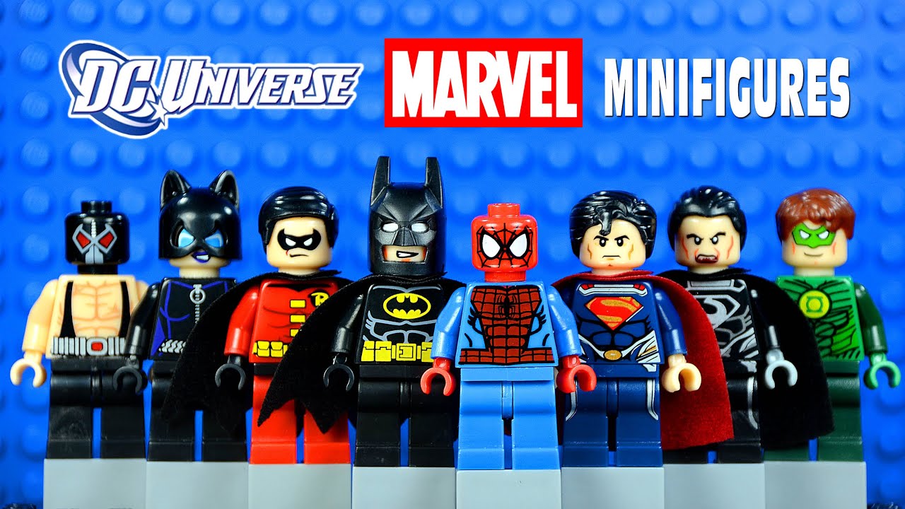 LEGO DC vs Marvel Superheroes KnockOff Minifigures Set 9 w/ Batman Robin Spider-Man & Superman