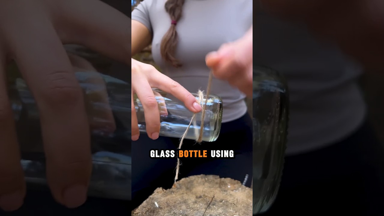 Cutting glass bottles using string