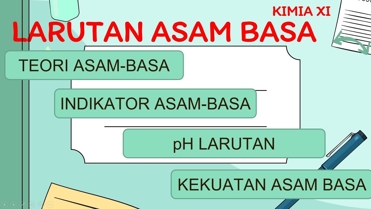 Larutan Asam Basa (Teori Asam-Basa, Indikator dan Kekuatan Asam-Basa, penentuan pH) Kimia XI