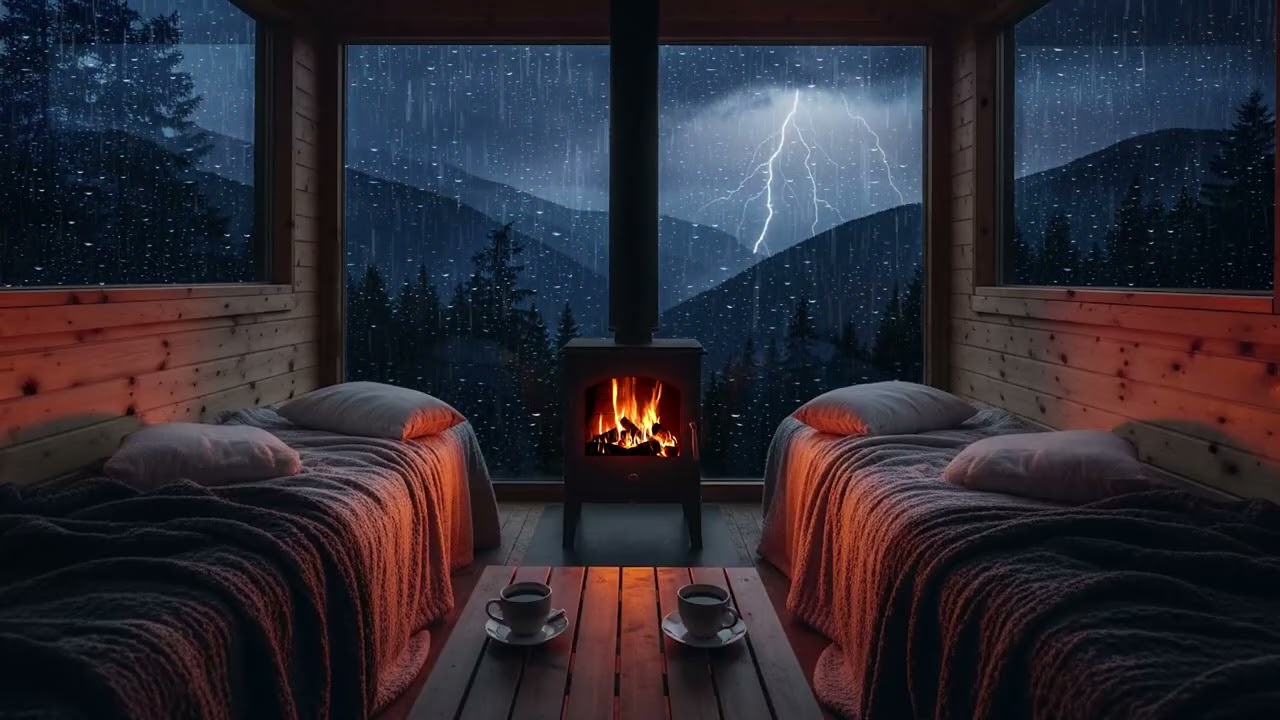 Gentle Window Rain & Fireplace Crackling 🔥 ASMR for Deep Sleep (3 Hours)