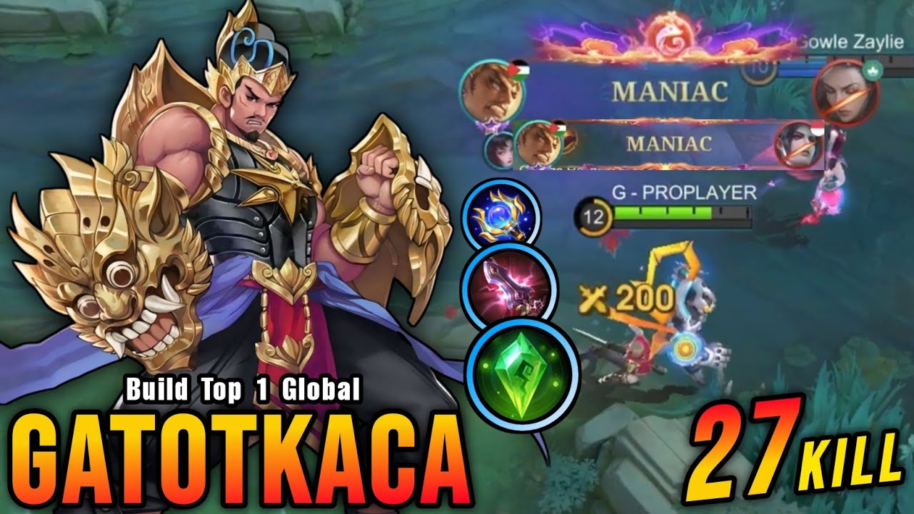 27 Kills + 3x MANIAC!! Insane DMG Gatotkaca Monster Exp Lane!! - Build Top 1 Global Gatotkaca ~ MLBB