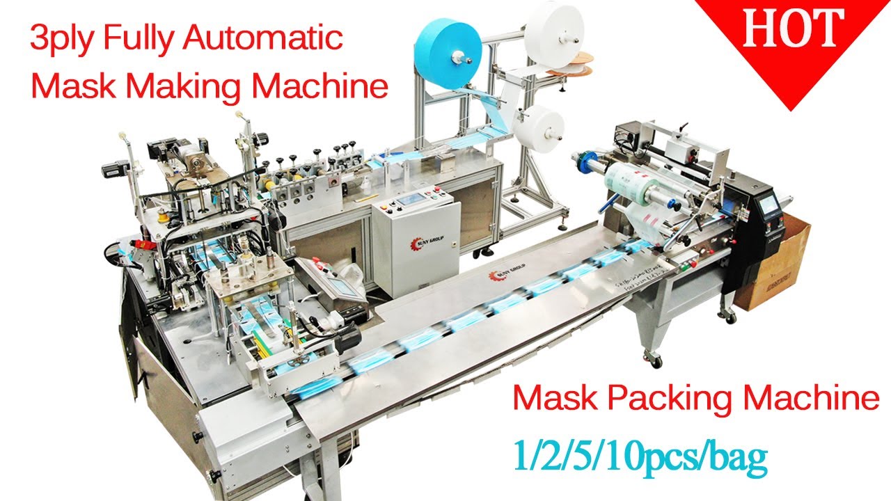 3ply Mask Manufacturing Machine + Mask Packing Machine (1/2/5/10pcs/bag)