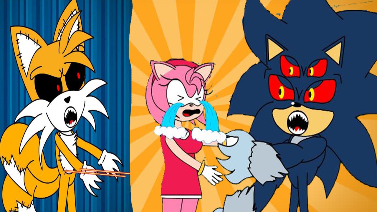 Sonic EXE Tails EXE Shadow EXE vs Amy Rose - Sonic in the forest - TZL Games