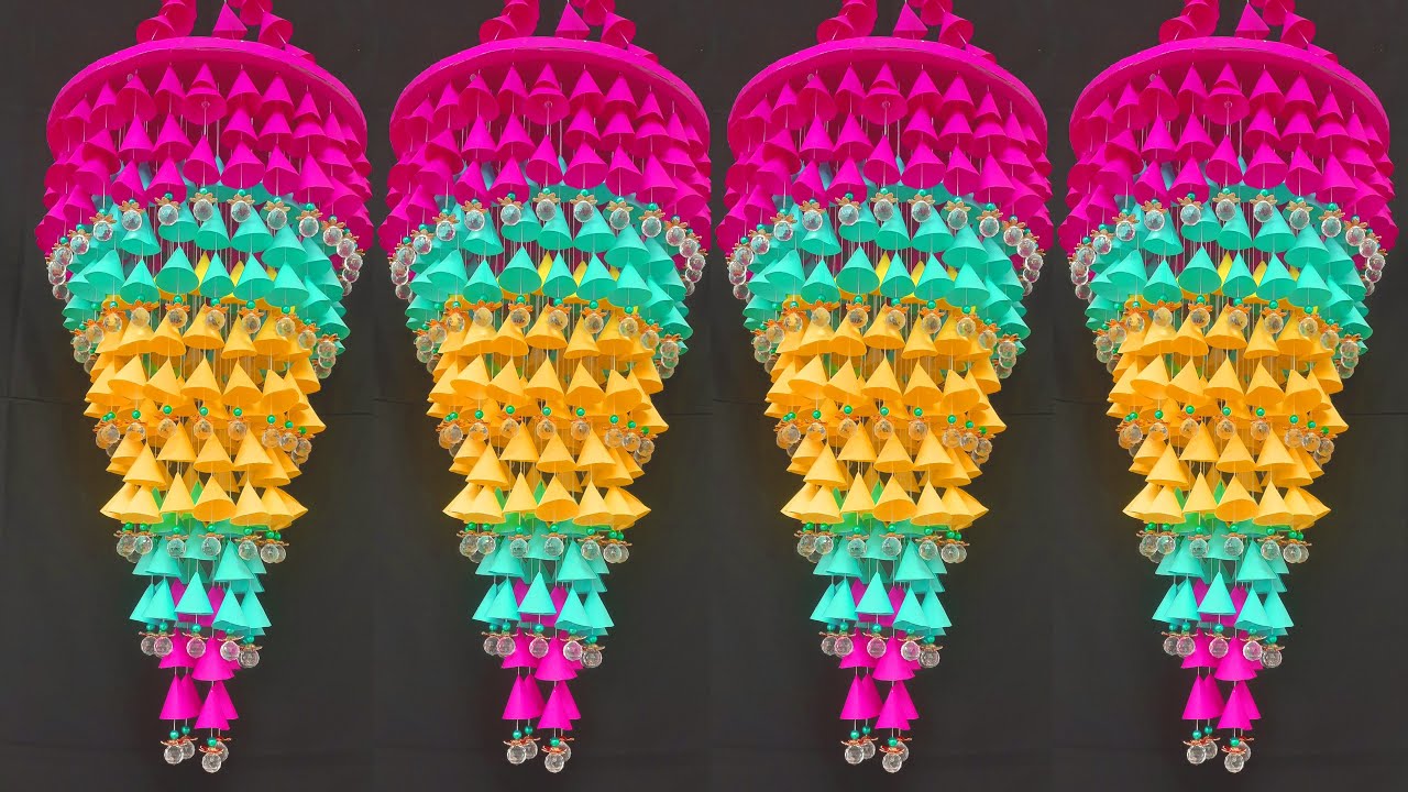 Biggest Paper Wall Hanging Craft ideas...... DIY Jhumar Making Idea!!!!