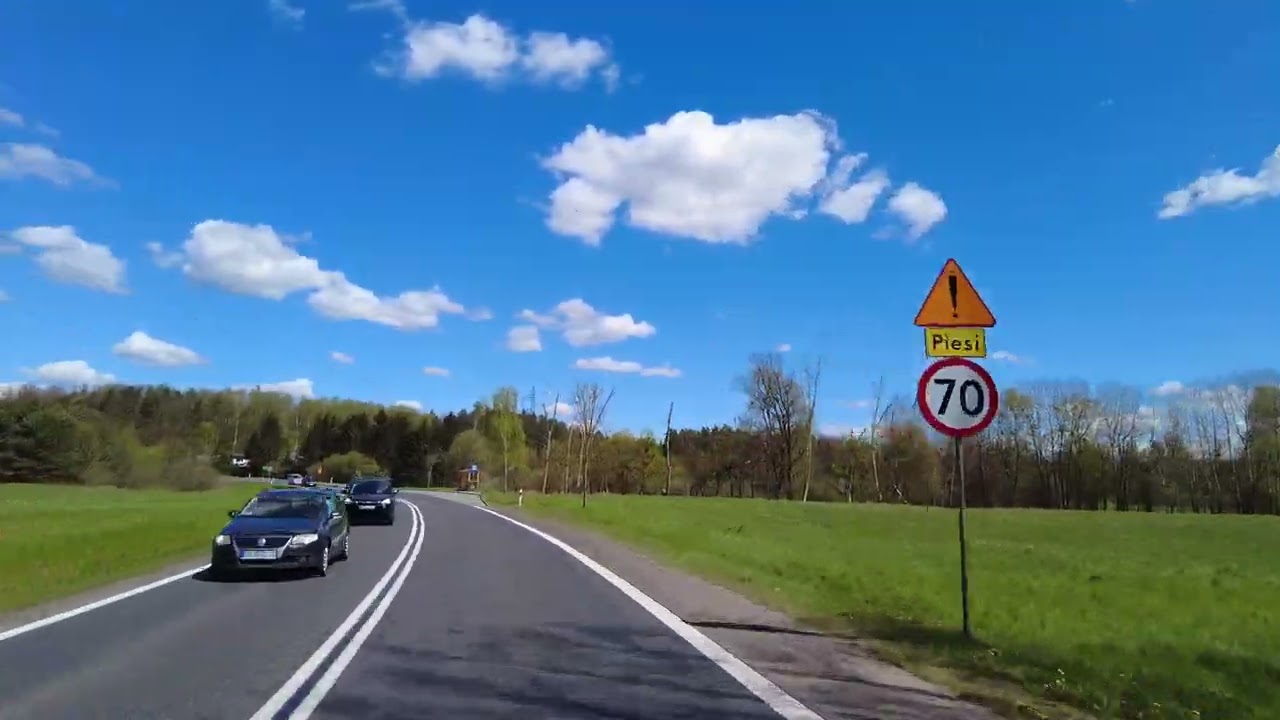 OSTRÓDA - OLSZTYN : Trasa samochodem. 4K 60 FPS