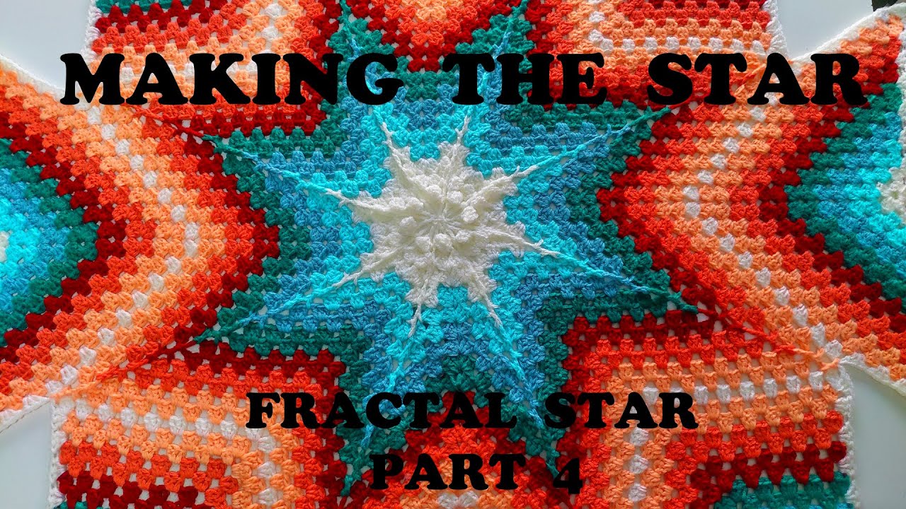 Crocheting the middle star, Star Blanket  part 4