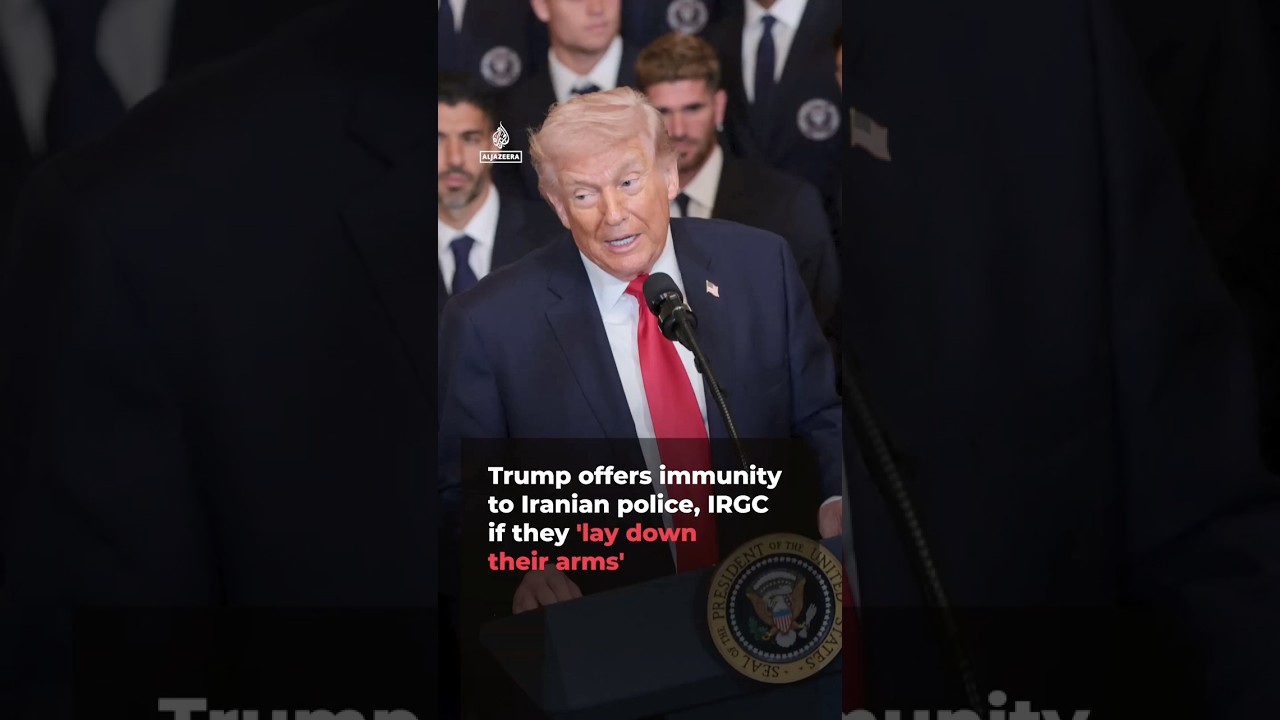 Trump offers immunity to IRGC, Iranian police who &lsquo;lay down their arms&rsquo; | AJ #shorts