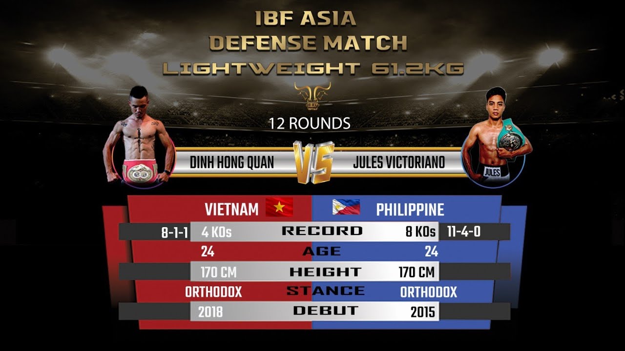 FULL ĐINH HỒNG QUÂN - JULES VICTORIANO (PHILIPPINE) TRẬN BẢO VỆ ĐAI VÔ ĐỊCH IBF ASIA LIGHTWEIGHT
