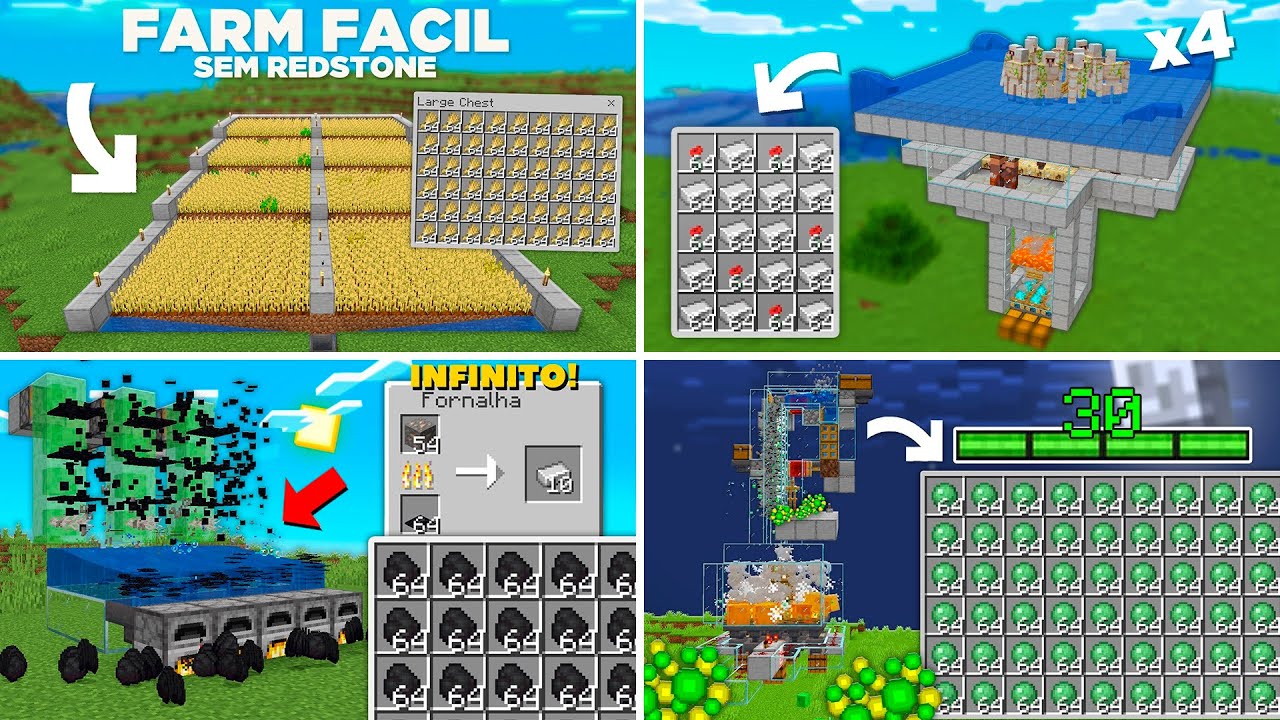 ✔️ 5 FARMS ESSENCIAIS para INICIANTE no MINECRAFT SURVIVAL