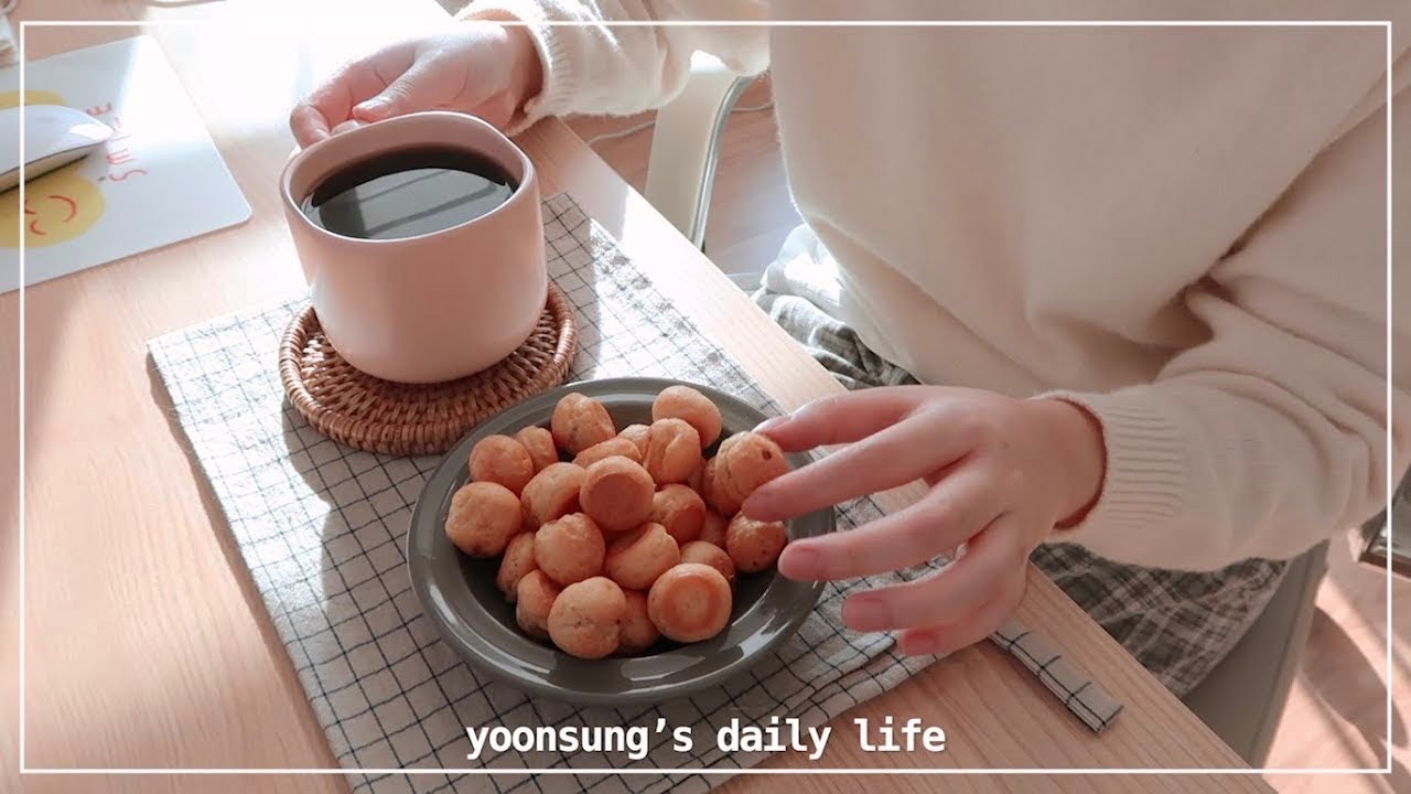 [Eng] 프렌치토스트 홈런볼에어프라이어 요리. 아이폰11 언박싱! 베르너팬톤 전시. French toast, airfryer cook, iphone11, Verner panton