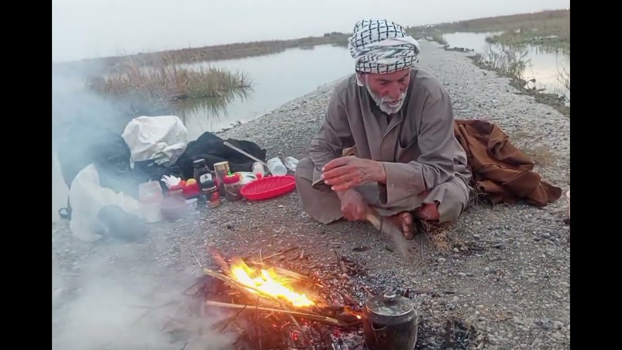 شاهد حياه الريف بسيطه وهدوء الصيد عند النهر مغامره الصيد سريعه في الريف الحجي ابو محمد 