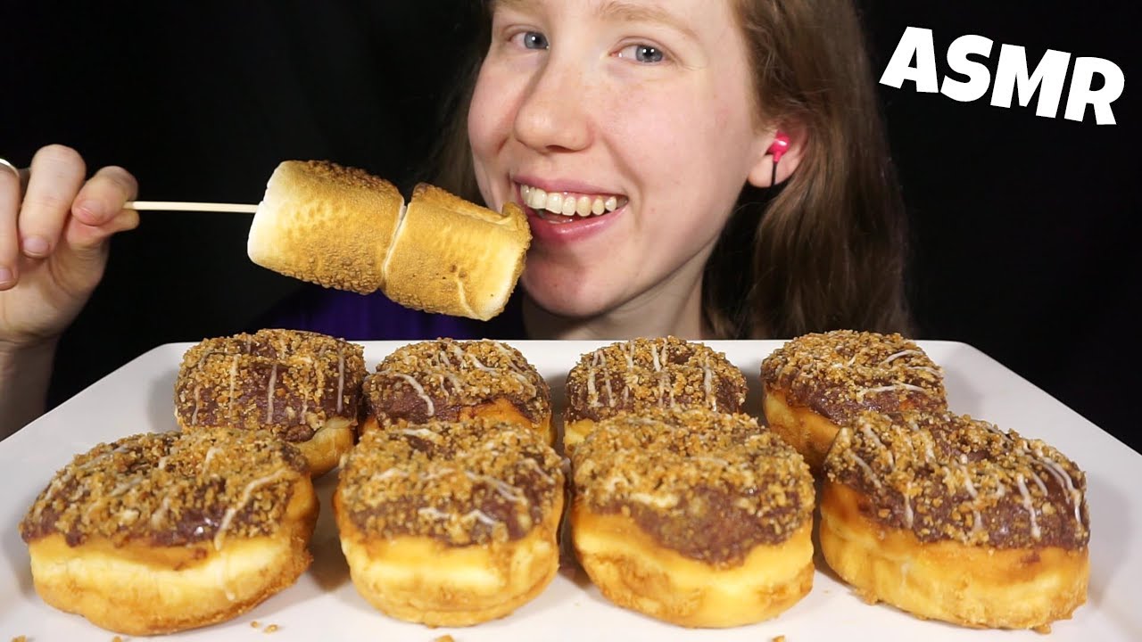 ASMR S'MORES DONUTS & MARSHMALLOW MUKBANG (No Talking) EATING SOUNDS