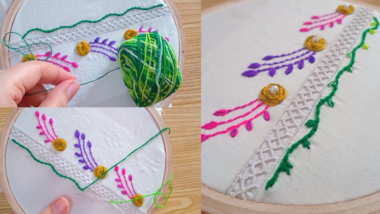 Trendy Beautiful Hand work ! Beautiful Embroidery border Design ❤️