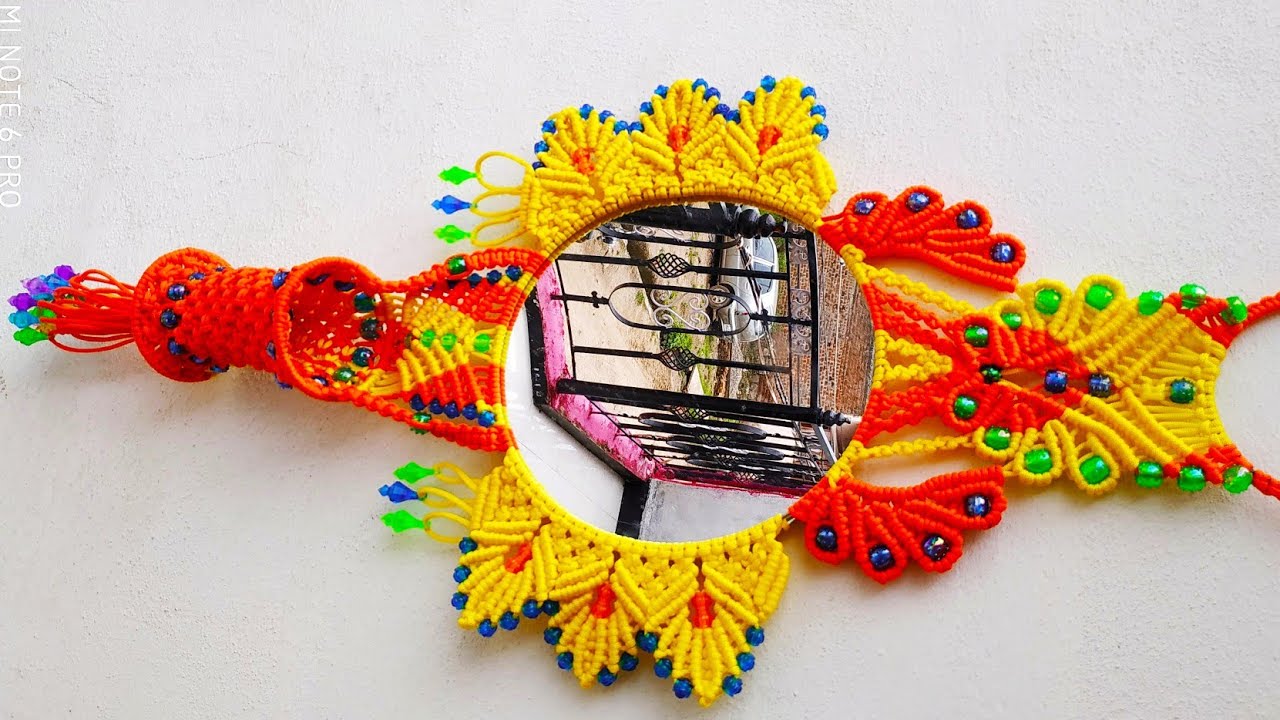 Macrame Beautiful New Design Mirror Tutorial In Hindi !! Macrame Round Shape Mirror Wall Hanging