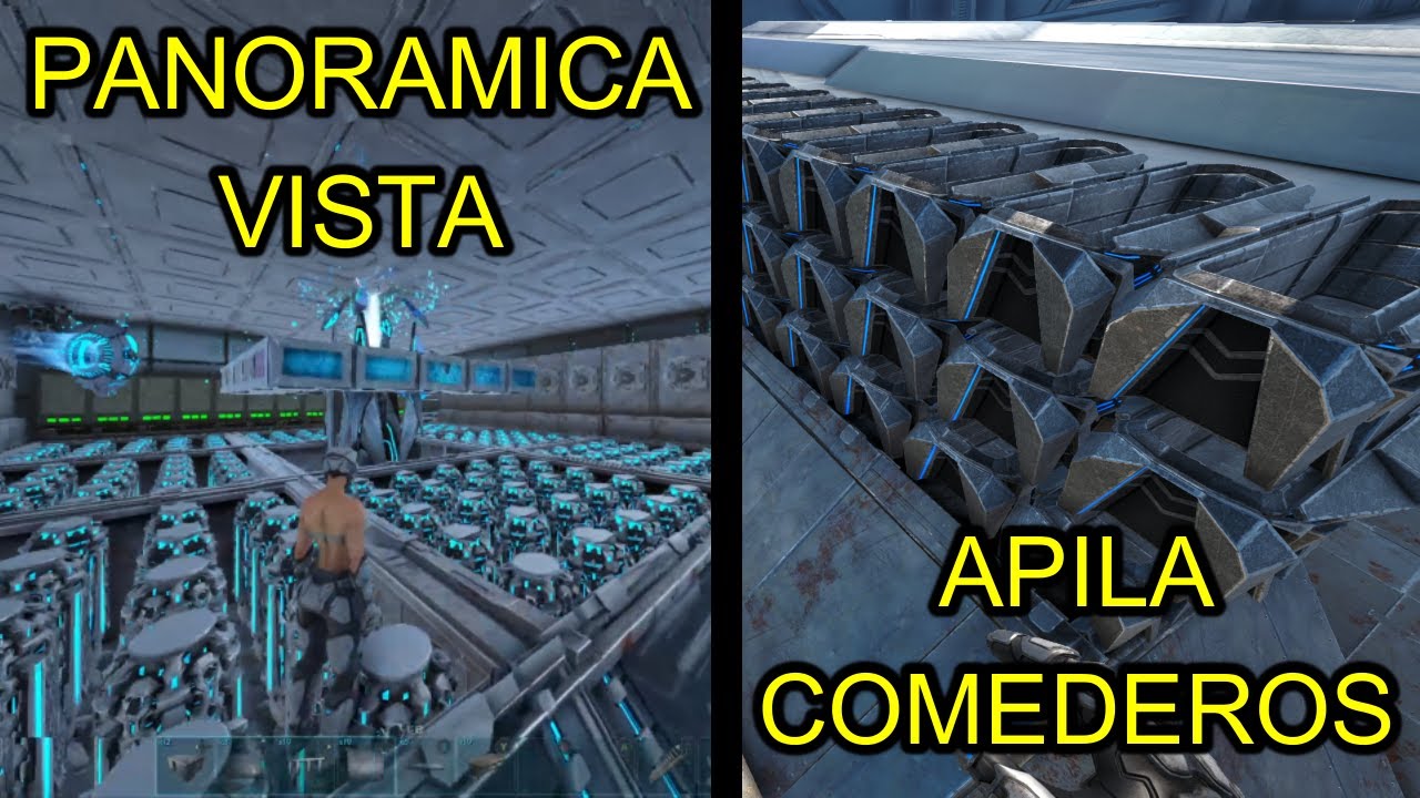 como activar la vista panoramica y apilar comederos en ark