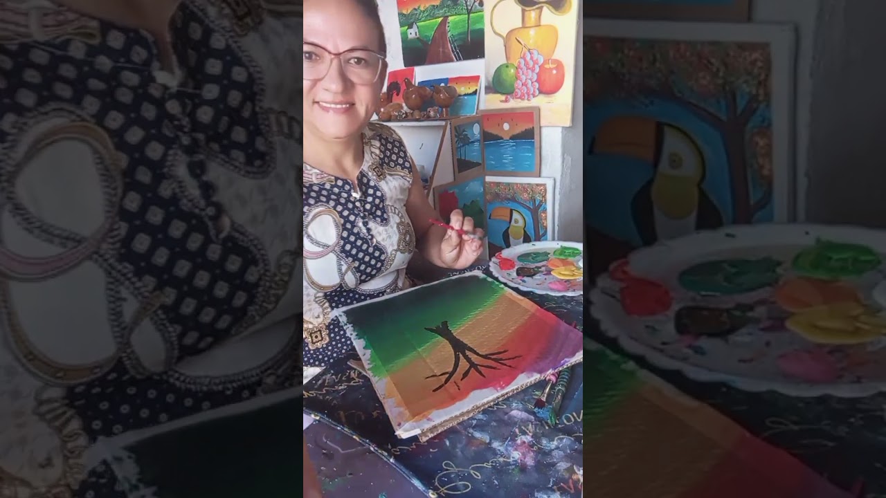Arte feito a ✋ aprenda pintando no papelão 