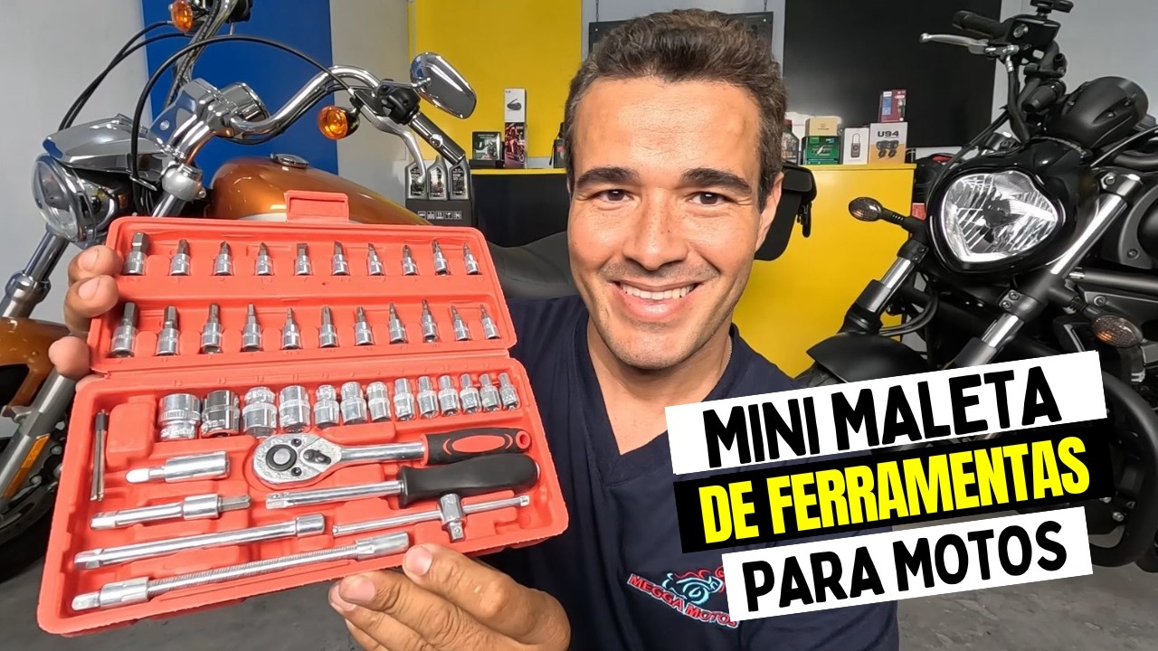 MINI MALETA DE FERRAMENTAS PARA MOTOS TIPO SOQUETE E CATRACA KIT 46 PEÇAS
