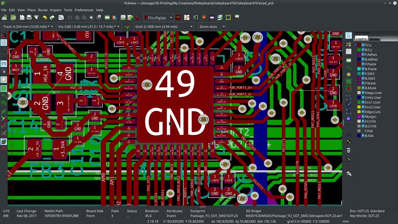 Riskeyboard PCB Revision 2 Update