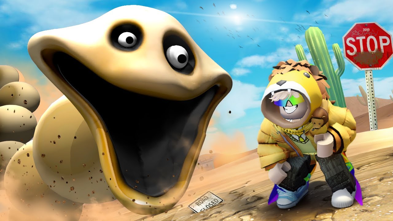 HUNGRY WORM is following me in ROBLOX...